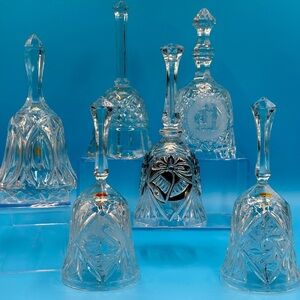 Six Large Vintage Crystal Bells. Wedding Bells. Dinner Bells. Wedding Showe…
